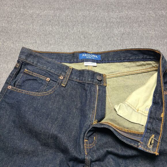 Arizona Mens Jeans 36x30 Dark Indigo Original Straight Denim Pants 100% Cotton - Picture 4 of 9